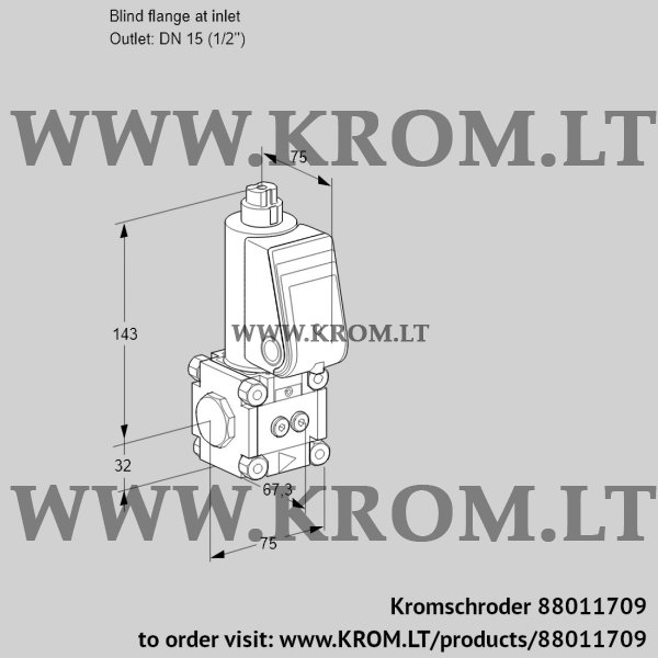 Kromschroder VAS 1-0/15R/NW, 88011709 gas solenoid valve, 88011709