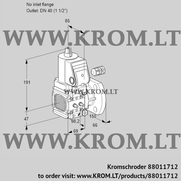 Kromschroder VAS 2-/40F/NWSR, 88011712 gas solenoid valve, 88011712