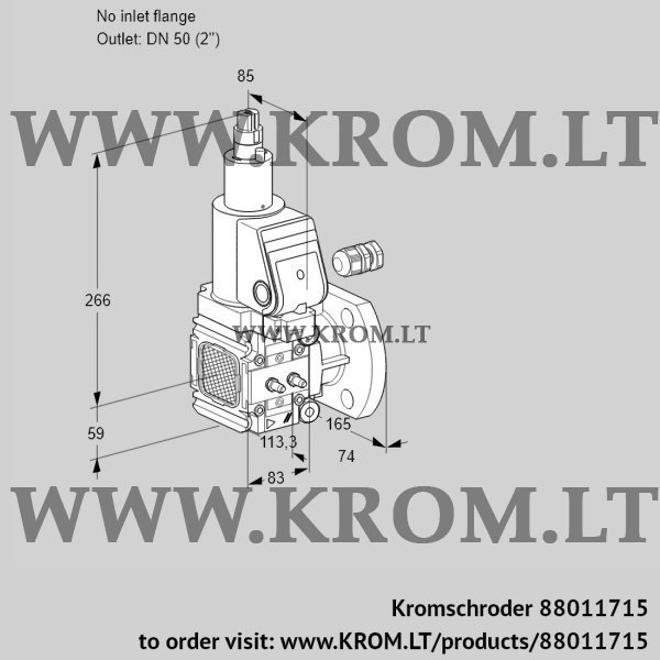 Kromschroder VAS 3-/50F/LWSR, 88011715 gas solenoid valve, 88011715