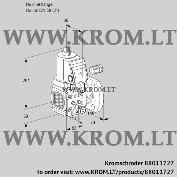 Kromschroder VAS 3-/50F/NWSR, 88011727 gas solenoid valve, 88011727