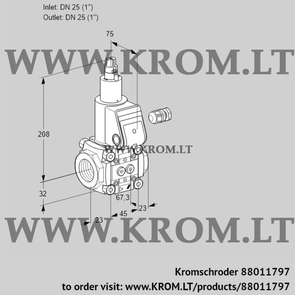 Kromschroder VAS 125R/LY, 88011797 gas solenoid valve, 88011797