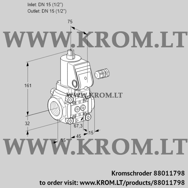 Kromschroder VAS 115R/NPGR, 88011798 gas solenoid valve, 88011798