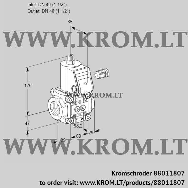 Kromschroder VAS 240R/NY, 88011807 gas solenoid valve, 88011807