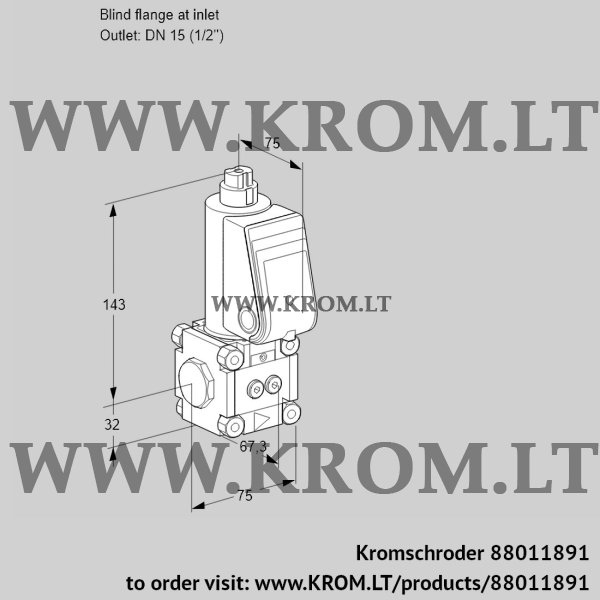 Kromschroder VAS 1-0/15R/NW, 88011891 gas solenoid valve, 88011891