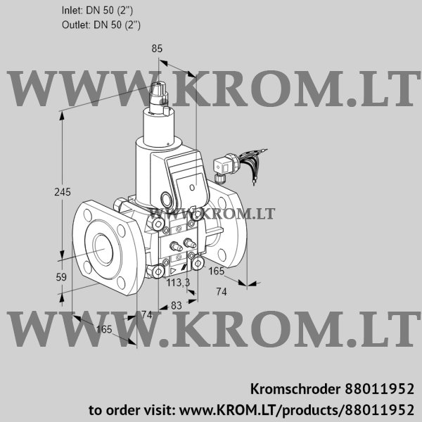 Kromschroder VAS 350F/LW, 88011952 gas solenoid valve, 88011952