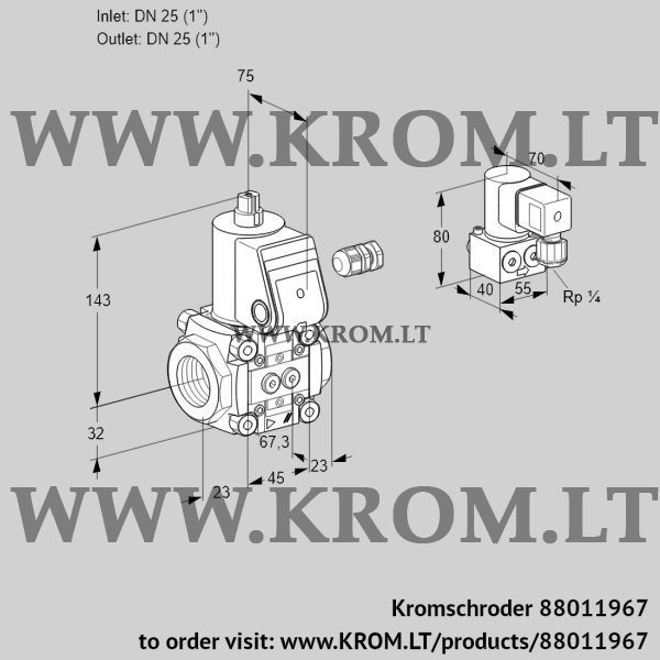 Kromschroder VAS 125R/NW, 88011967 gas solenoid valve, 88011967