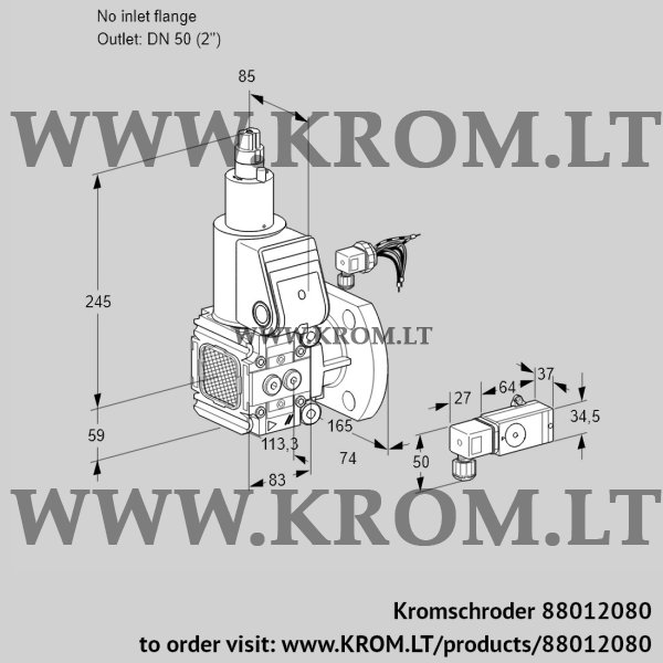 Kromschroder VAS 3-/50F/LW, 88012080 gas solenoid valve, 88012080