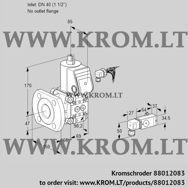 Kromschroder VAS 240/-F/NW, 88012083 gas solenoid valve, 88012083