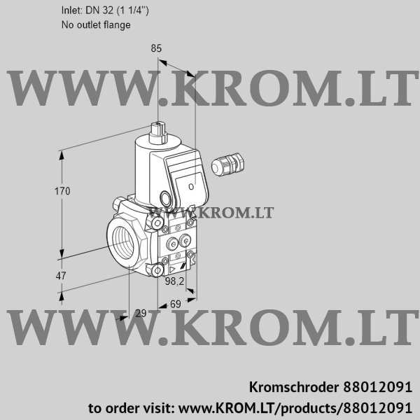 Kromschroder VAS 232/-R/NW, 88012091 gas solenoid valve, 88012091