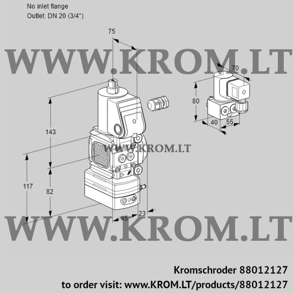 Kromschroder VAD 1-/20R/NW-25A, 88012127 pressure regulator, 88012127