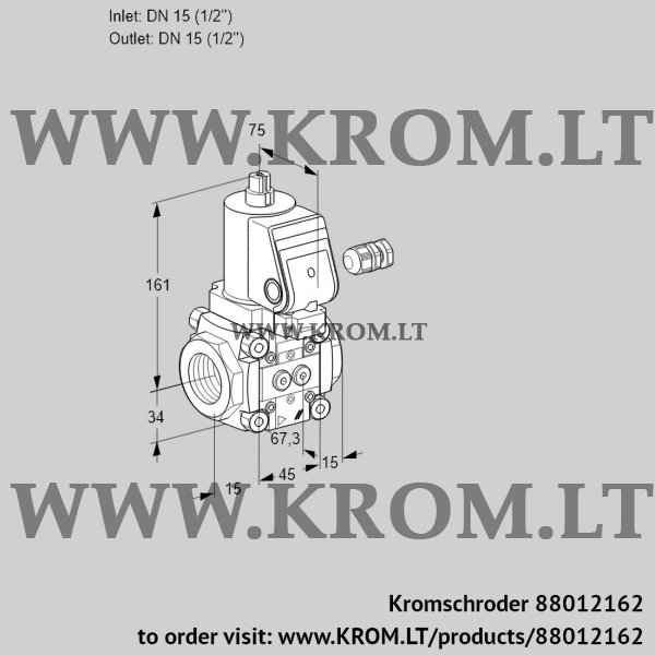 Kromschroder VAN 115R/NQSR, 88012162 gas solenoid valve, 88012162