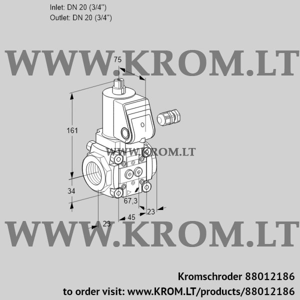 Kromschroder VAN 120R/NP, 88012186 gas solenoid valve, 88012186