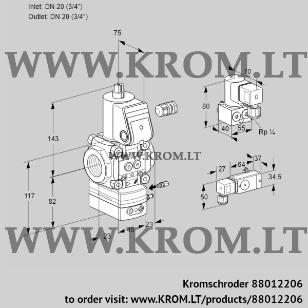 Kromschroder VAG 120R/NWAE, 88012206 air/gas ratio control, 88012206