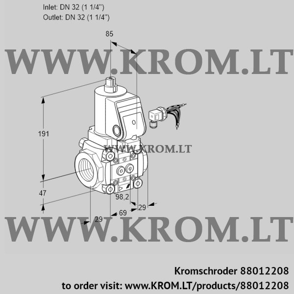 Kromschroder VAS 232R/NWGR, 88012208 gas solenoid valve, 88012208