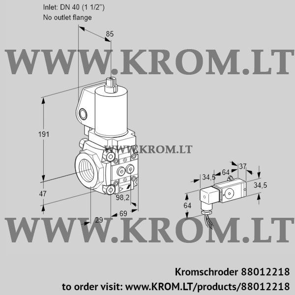 Kromschroder VAS 2T40/-N/NQSL, 88012218 gas solenoid valve, 88012218