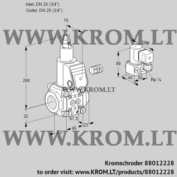 Kromschroder VAS 120R/LW, 88012228 gas solenoid valve, 88012228