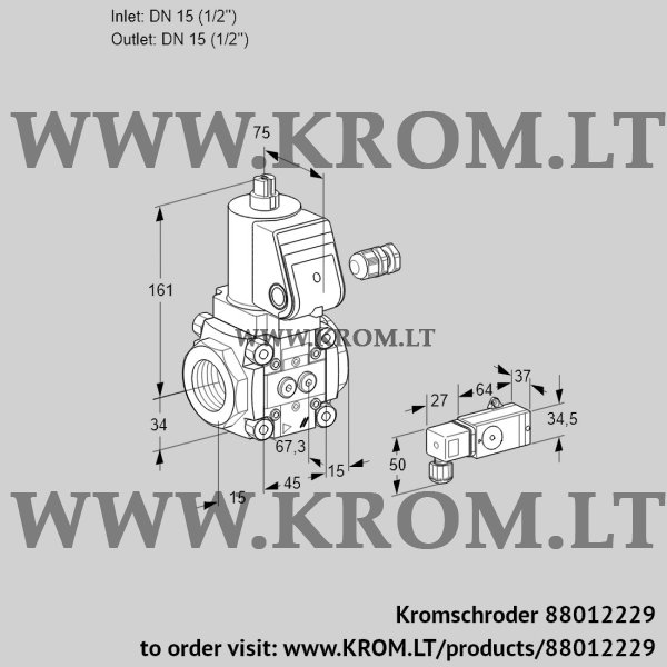 Kromschroder VAN 115R/NW, 88012229 gas solenoid valve, 88012229