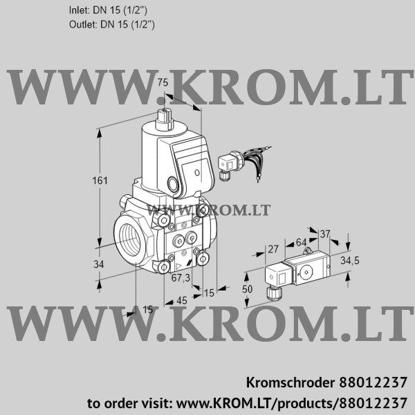 Kromschroder VAN 115R/NK, 88012237 gas solenoid valve, 88012237