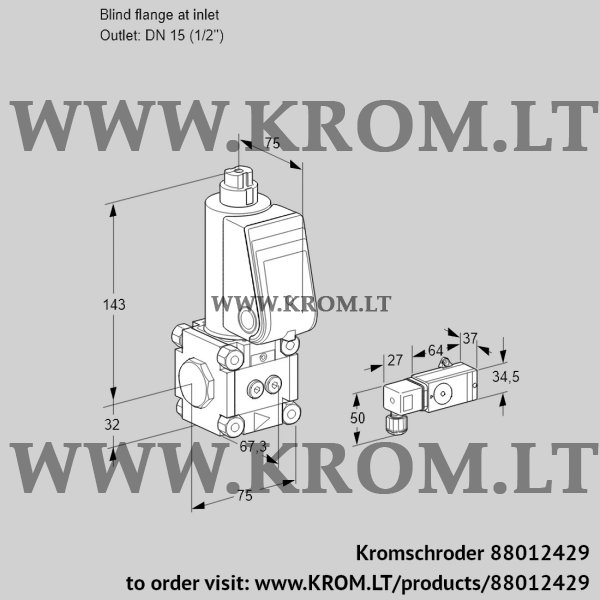 Kromschroder VAS 1-0/15R/NW, 88012429 gas solenoid valve, 88012429