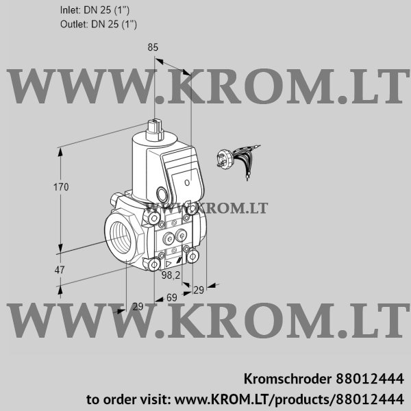 Kromschroder VAS 225R/NW, 88012444 gas solenoid valve, 88012444