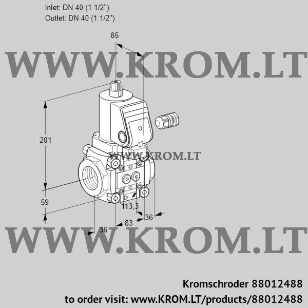 Kromschroder VAS 340R/NKGR, 88012488 gas solenoid valve, 88012488