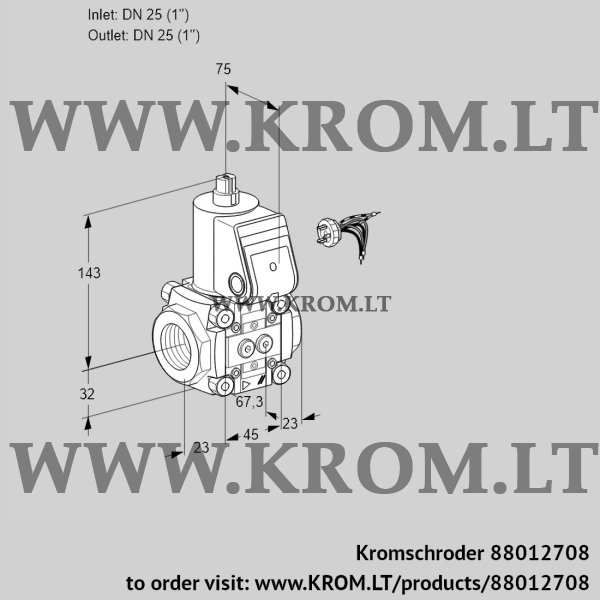 Kromschroder VAS 125R/NW, 88012708 gas solenoid valve, 88012708