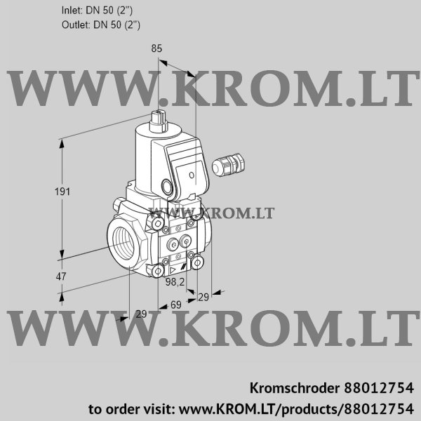 Kromschroder VAS 250R/NKSR, 88012754 gas solenoid valve, 88012754