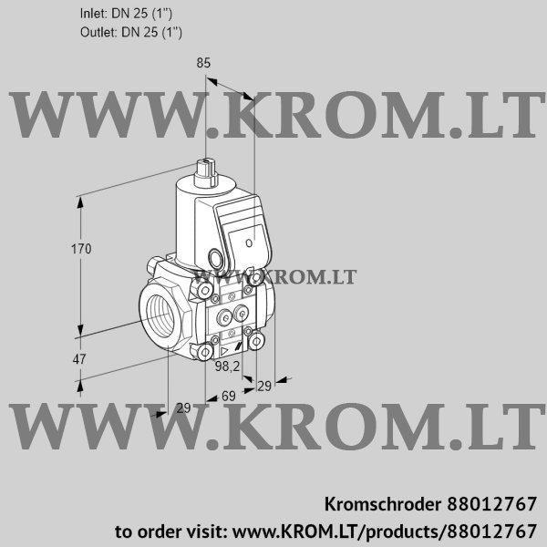 Kromschroder VAS 2T25N/NK, 88012767 gas solenoid valve, 88012767