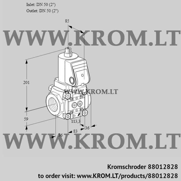 Kromschroder VAS 3T50N/NKGR, 88012828 gas solenoid valve, 88012828