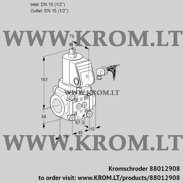 Kromschroder VAN 115R/NKGR, 88012908 gas solenoid valve, 88012908