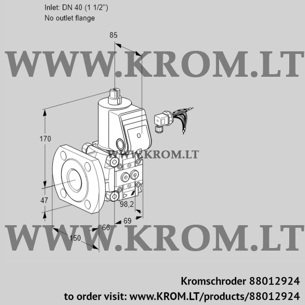 Kromschroder VAS 240/-F/NW, 88012924 gas solenoid valve, 88012924