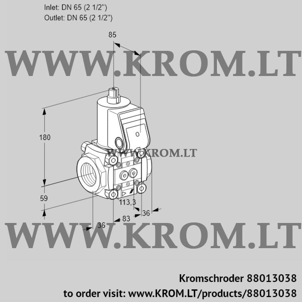 Kromschroder VAS 3T65N/NK, 88013038 gas solenoid valve, 88013038