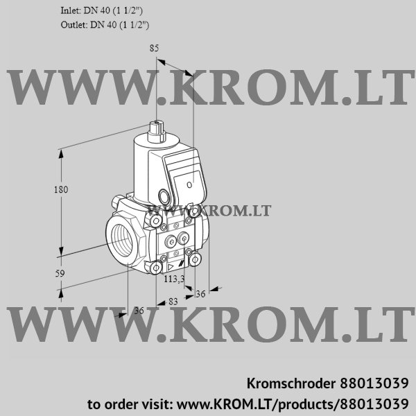 Kromschroder VAS 3T40N/NK, 88013039 gas solenoid valve, 88013039