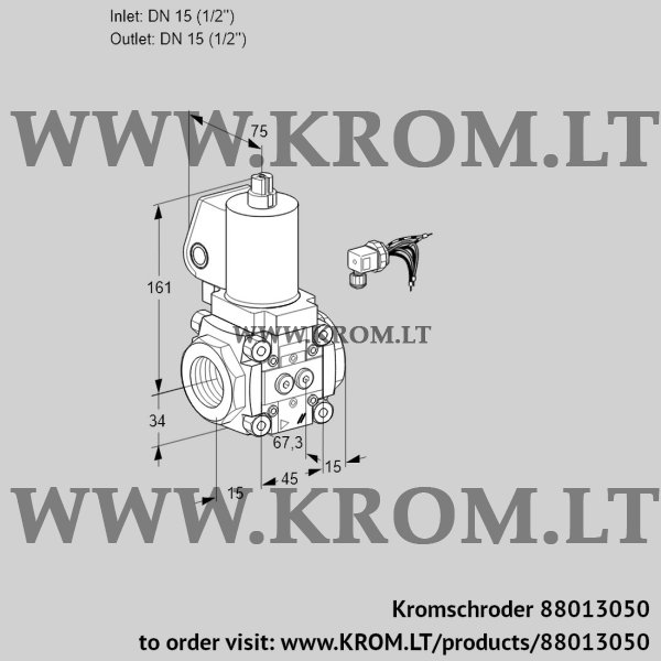 Kromschroder VAN 115R/NKGL, 88013050 gas solenoid valve, 88013050