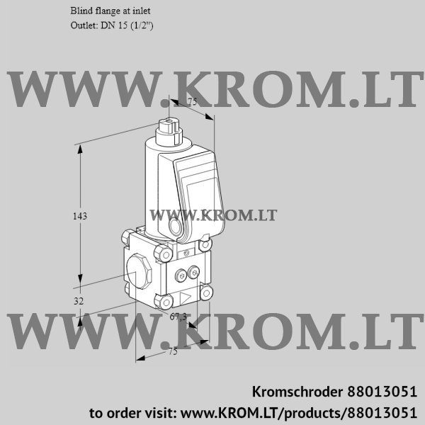 Kromschroder VAS 1-0/15R/NW, 88013051 gas solenoid valve, 88013051