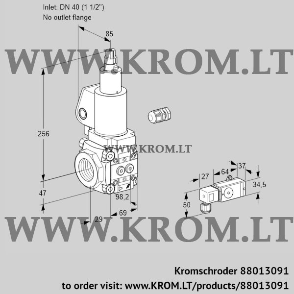 Kromschroder VAS 240/-R/LQGL, 88013091 gas solenoid valve, 88013091