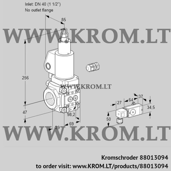 Kromschroder VAS 240/-R/LWGL, 88013094 gas solenoid valve, 88013094