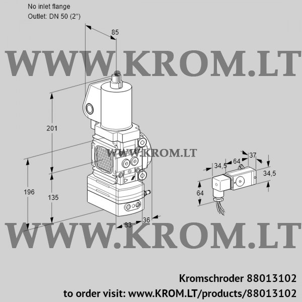 Kromschroder VAD 3T-/50N/NQSL-50A, 88013102 pressure regulator, 88013102