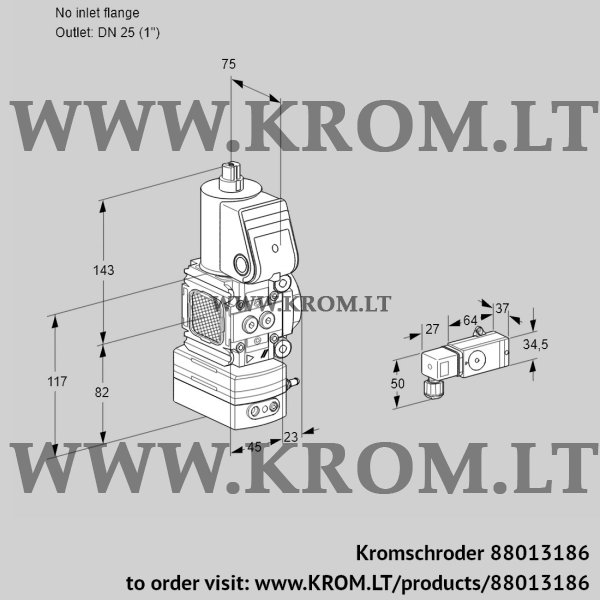 Kromschroder VAD 1-/25R/NW-25A, 88013186 pressure regulator, 88013186