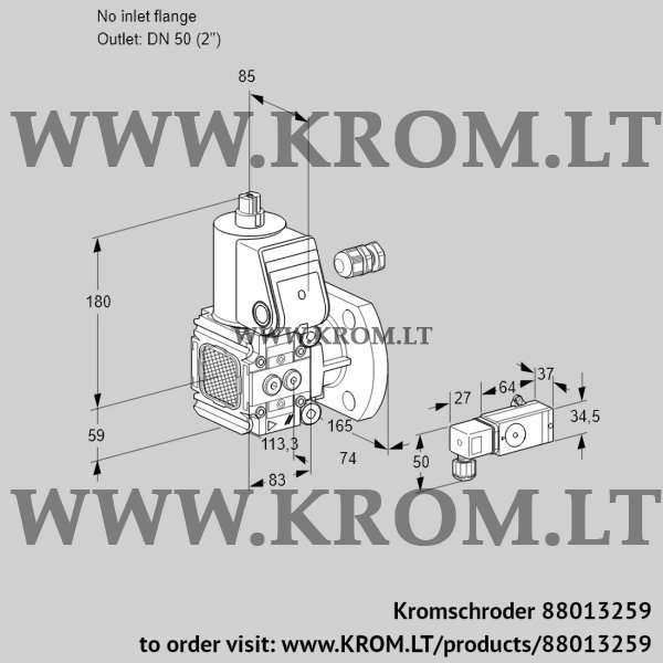 Kromschroder VAS 3-/50F/NW, 88013259 gas solenoid valve, 88013259