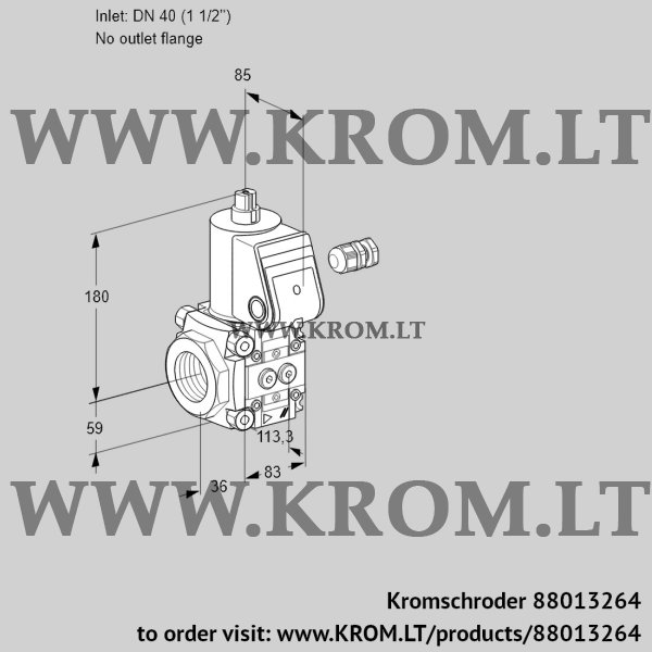 Kromschroder VAS 340/-R/NW, 88013264 gas solenoid valve, 88013264