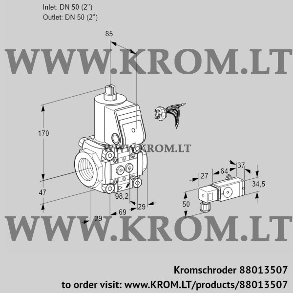 Kromschroder VAS 250R/NQ, 88013507 gas solenoid valve, 88013507