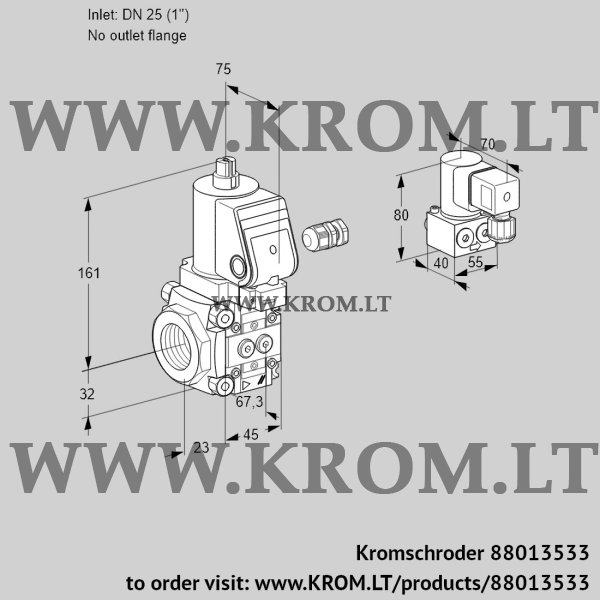 Kromschroder VAS 125/-R/NKSR, 88013533 gas solenoid valve, 88013533