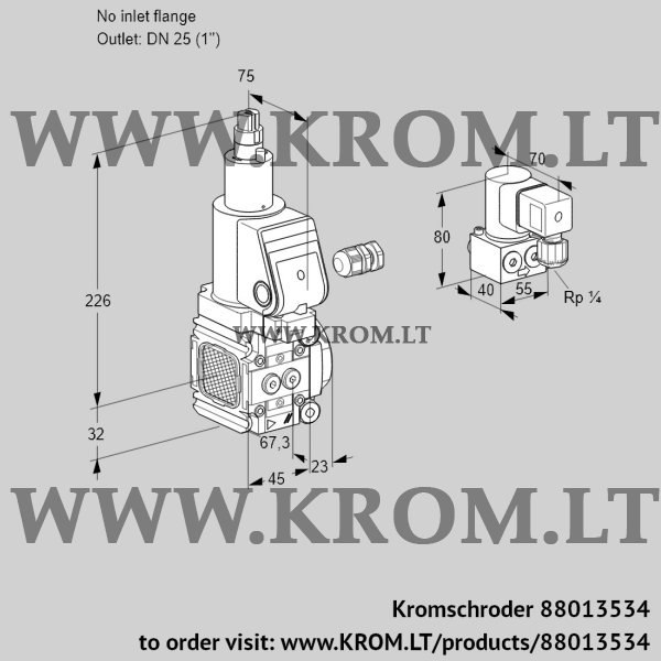 Kromschroder VAS 1-/25R/LKSR, 88013534 gas solenoid valve, 88013534