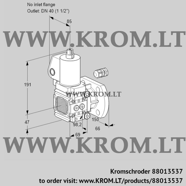 Kromschroder VAS 2-/40F/NKGL, 88013537 gas solenoid valve, 88013537