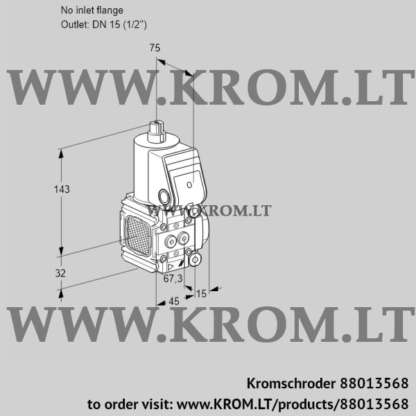 Kromschroder VAS 1T-/15N/NK, 88013568 gas solenoid valve, 88013568