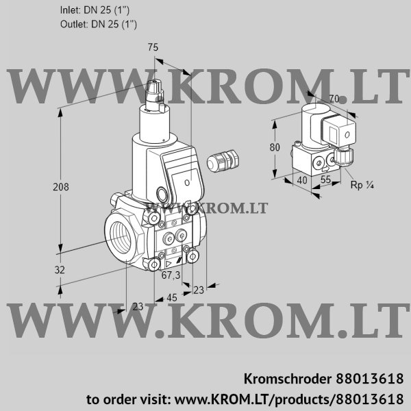 Kromschroder VAS 125R/LW, 88013618 gas solenoid valve, 88013618