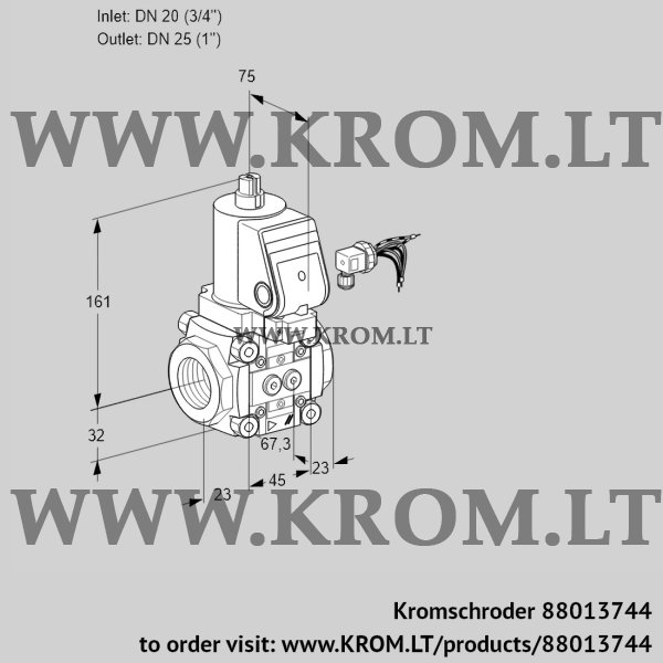 Kromschroder VAS 120/25R/NWGR, 88013744 gas solenoid valve, 88013744