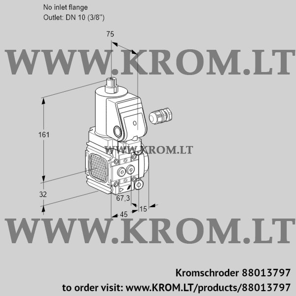 Kromschroder VAS 1-/10R/NWGR, 88013797 gas solenoid valve, 88013797