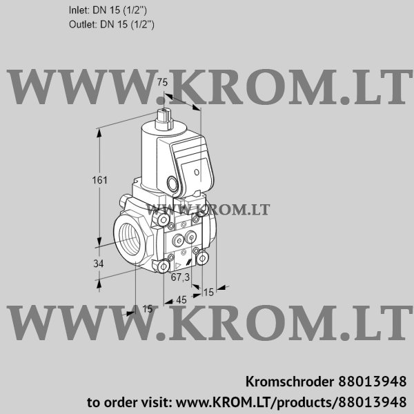 Kromschroder VAN 1T15N/NQGR, 88013948 gas solenoid valve, 88013948